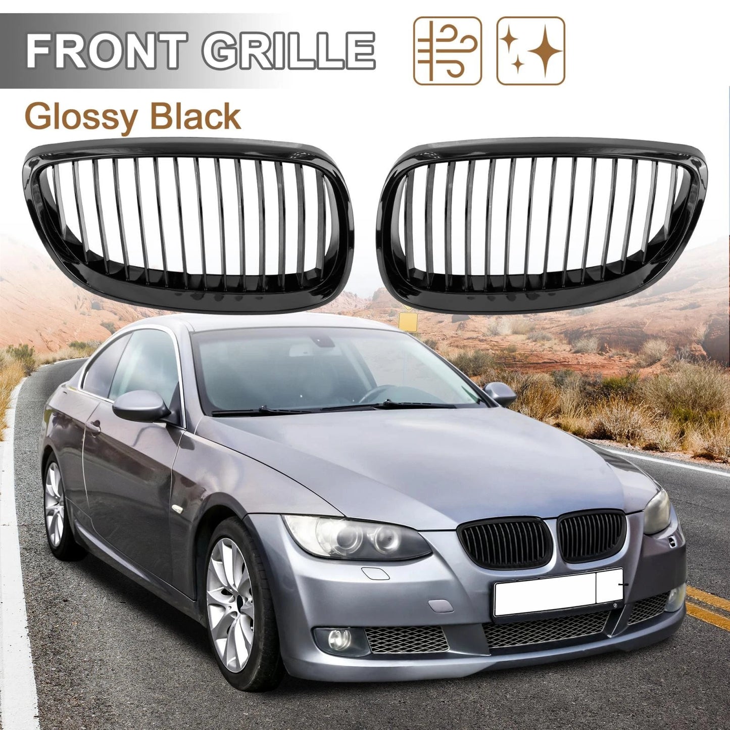Front Kidney Grille Gloss Black for BMW E92 2007-2010 2 Door