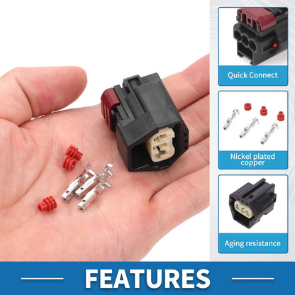 3 Pin Looms Lights Sensor Connector for Ford & Volvo - 1 Set Plastic Copper