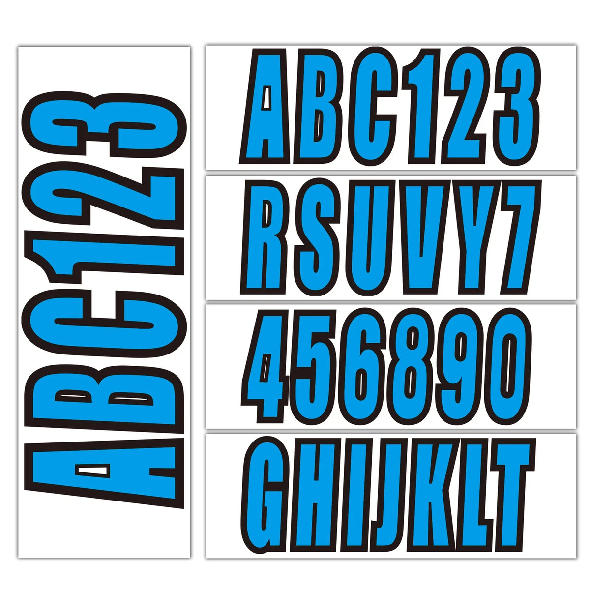 4 x Blue Boat Registration Decals A-Z & 0-9 Stickers