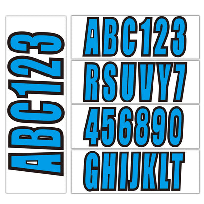 4 x Blue Boat Registration Decals A-Z & 0-9 Stickers