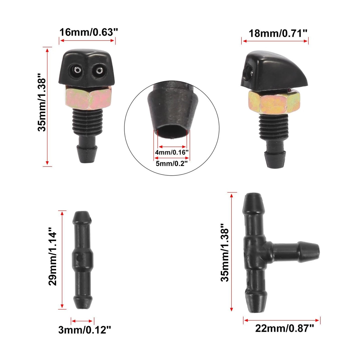 7pcs Universal Windshield Wiper Fluid Squirter Nozzles for Toyota, Ford