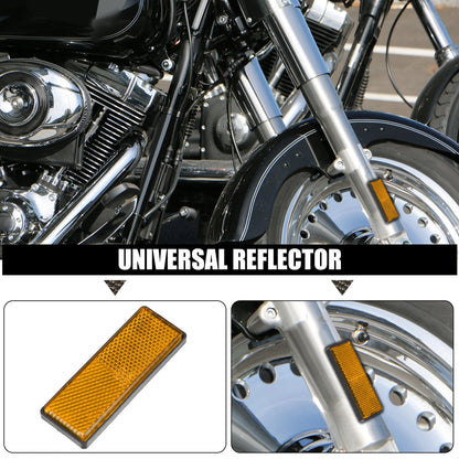 6 x Rectangular Stick-on Safety Spoke Reflector Orange for Motorcycle