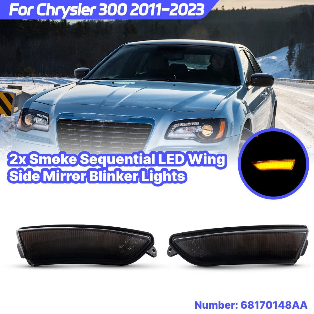 2x Sequential Wing Mirror Turn Signal Lamp for Chrysler 300 (2011–2023)