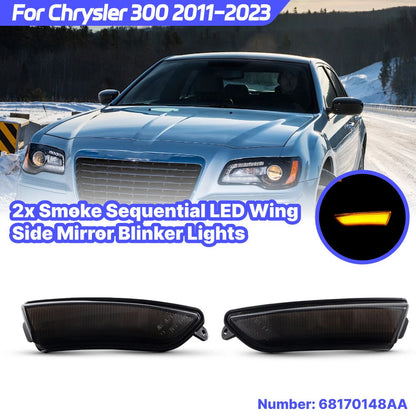 2x Sequential Wing Mirror Turn Signal Lamp for Chrysler 300 (2011–2023)