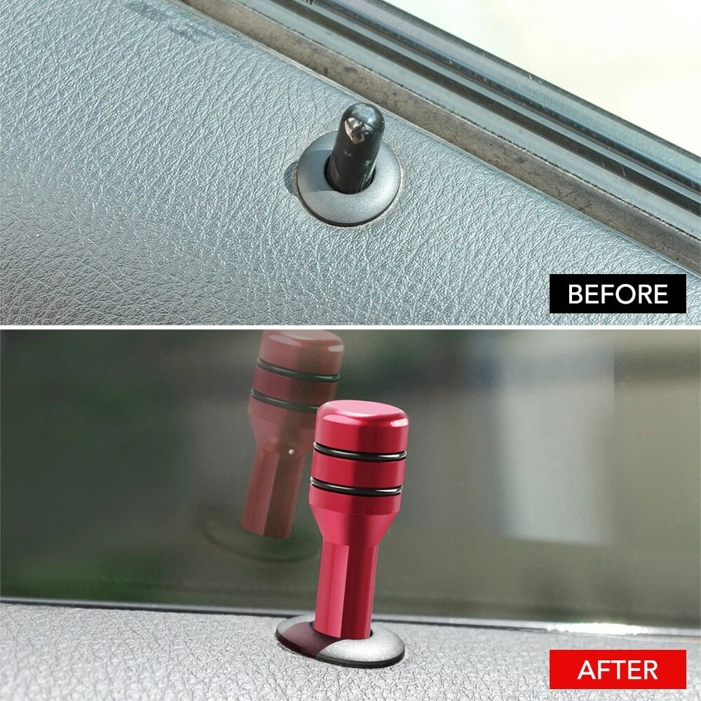 Red Aluminum Door Lock Stick Knob Pull Pins Cover for Car Interior Accessories