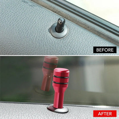 Red Aluminum Door Lock Stick Knob Pull Pins Cover for Car Interior Accessories