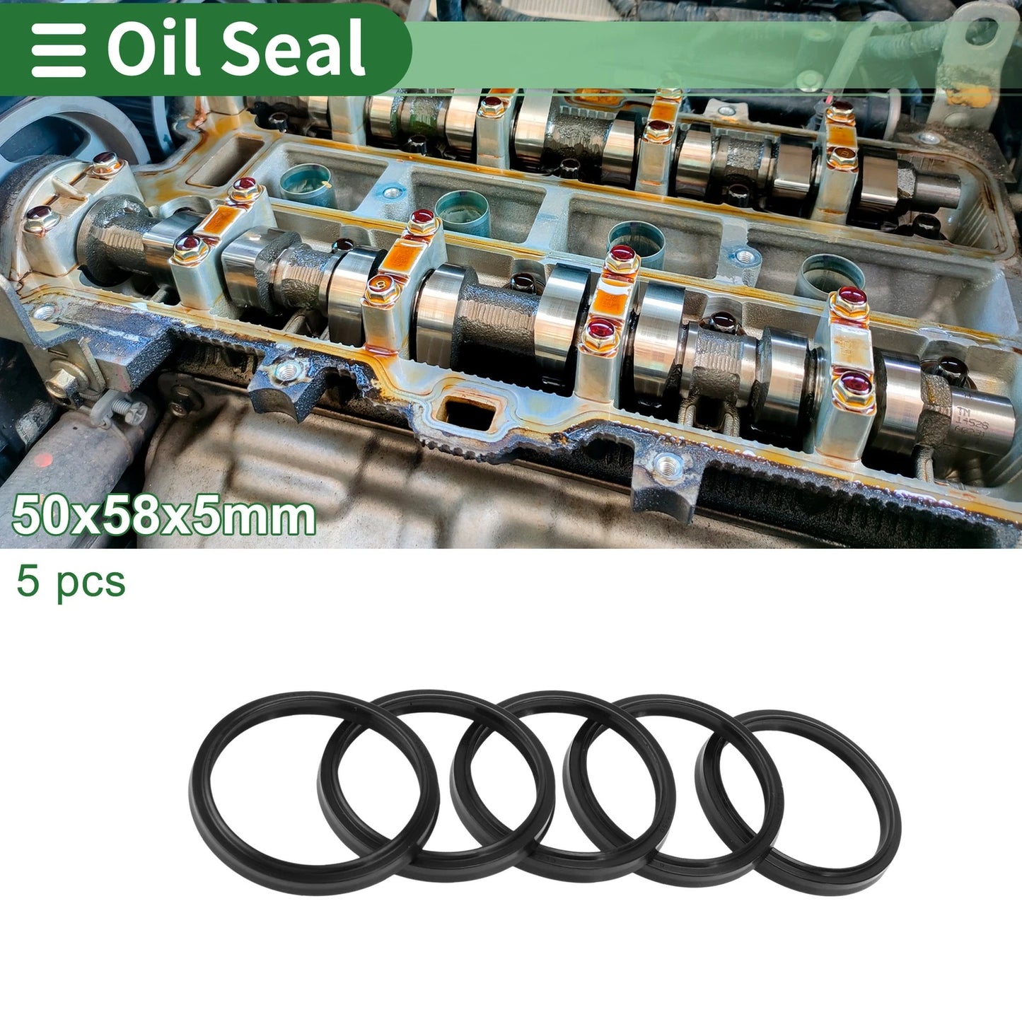 Oil Seal Rotary Shaft Seal NBR Rubber 50x58x5mm Black 5 Pcs for Make Model