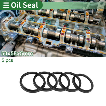 Oil Seal Rotary Shaft Seal NBR Rubber 50x58x5mm Black 5 Pcs for Make Model