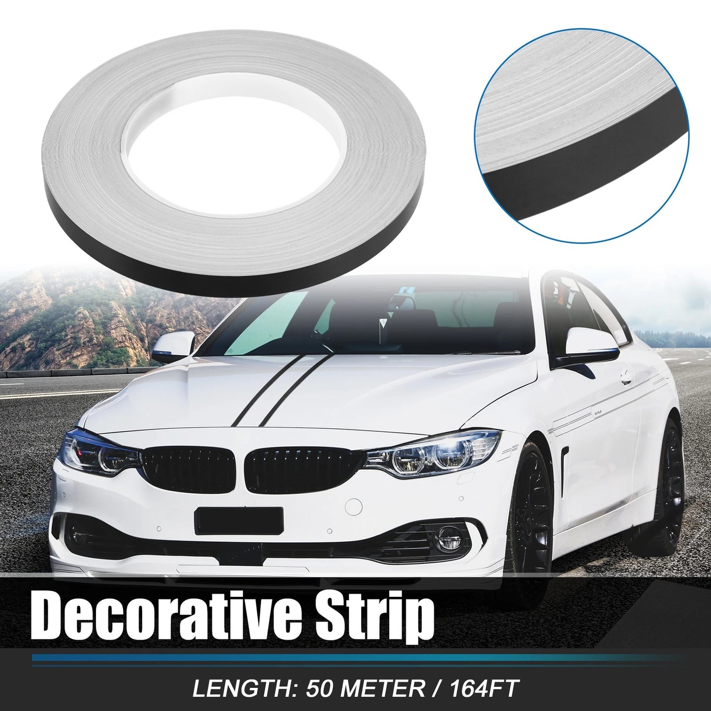 Decorative Strips 0.4" Width 164ft Waterproof Black for Car Motorcycle