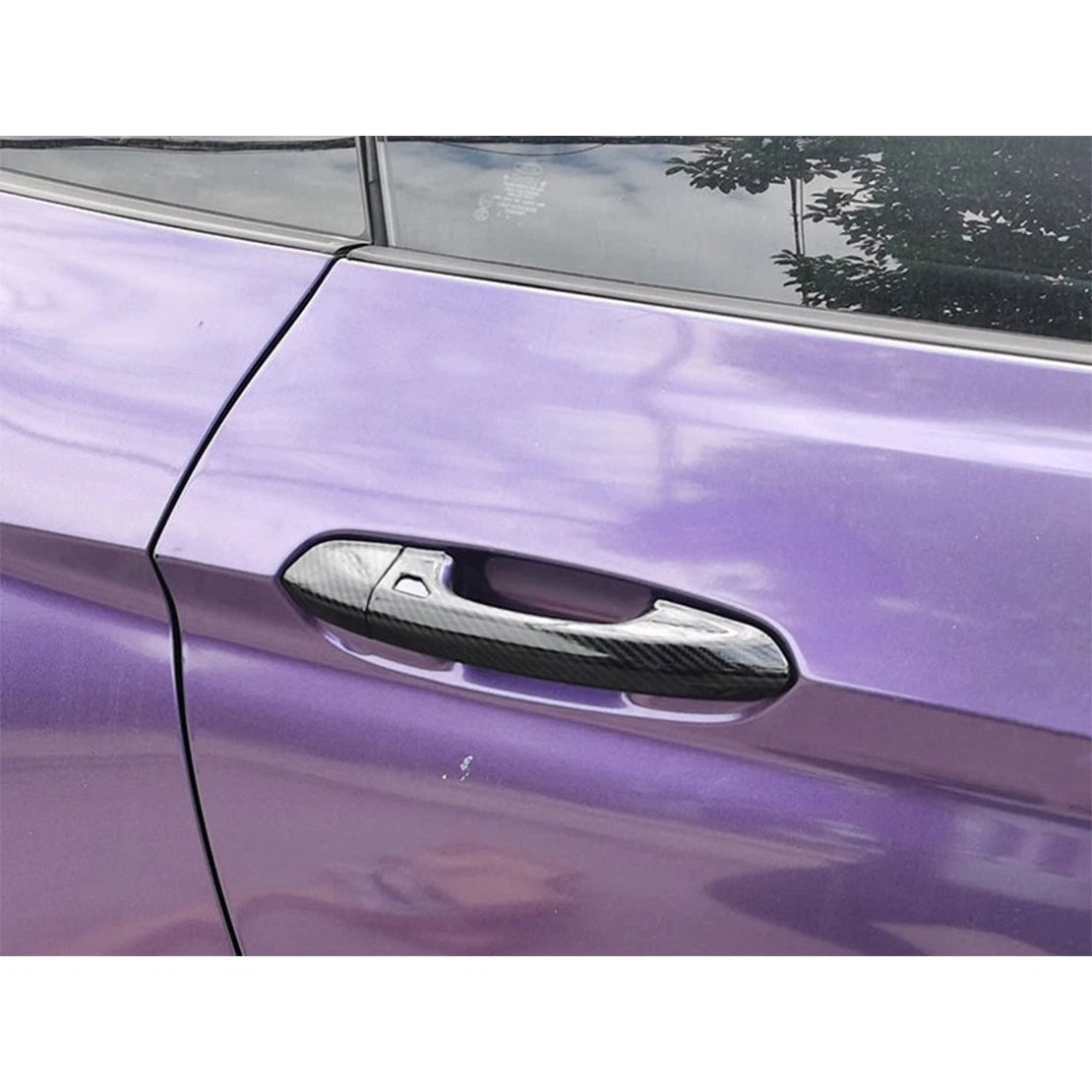 2 x L&R Carbon Fiber Style Door Handle Trim Caps for Ford Mustang (2015-2020)