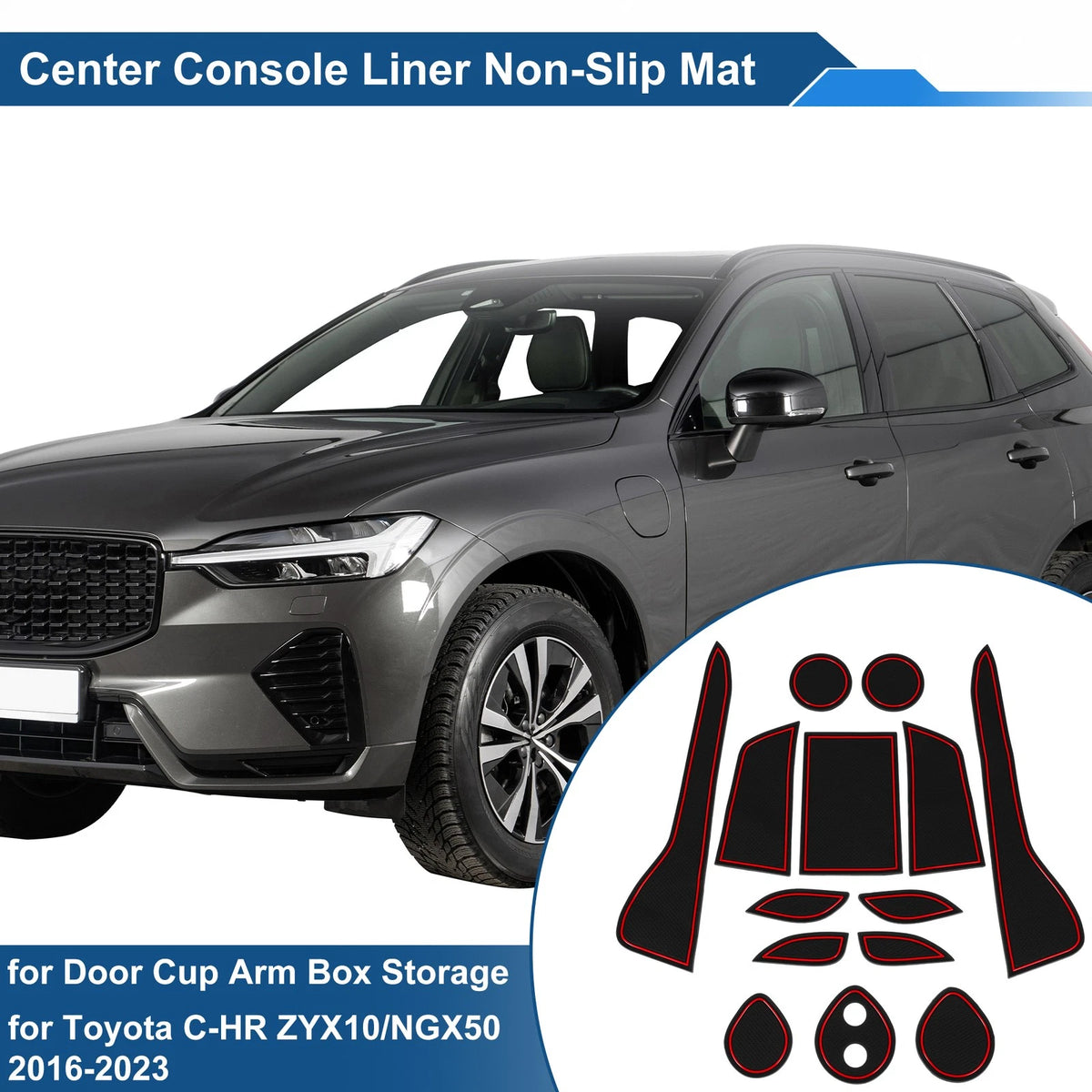 Car Non-Slip Mat 14 Pcs for Toyota C-HR (2016–2023)