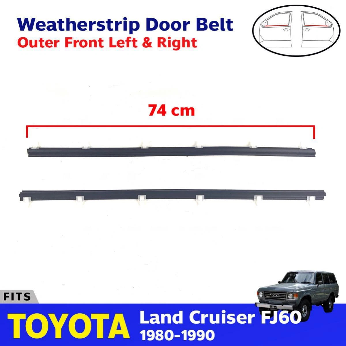 Weatherstrip Assy Front Outer LH+RH Fits Toyota FJ60 FJ62 Land Cruiser 1980-87