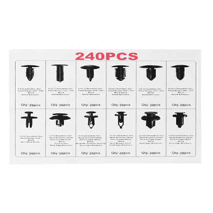 240 Pcs Plastic Push Pin Rivet Fasteners Clips for Car Auto Body
