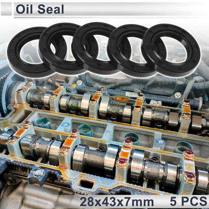 Oil Seal 28x43x7mm 5Pcs Rotary Seal TC Ring Nitrile Rubber for Make Model