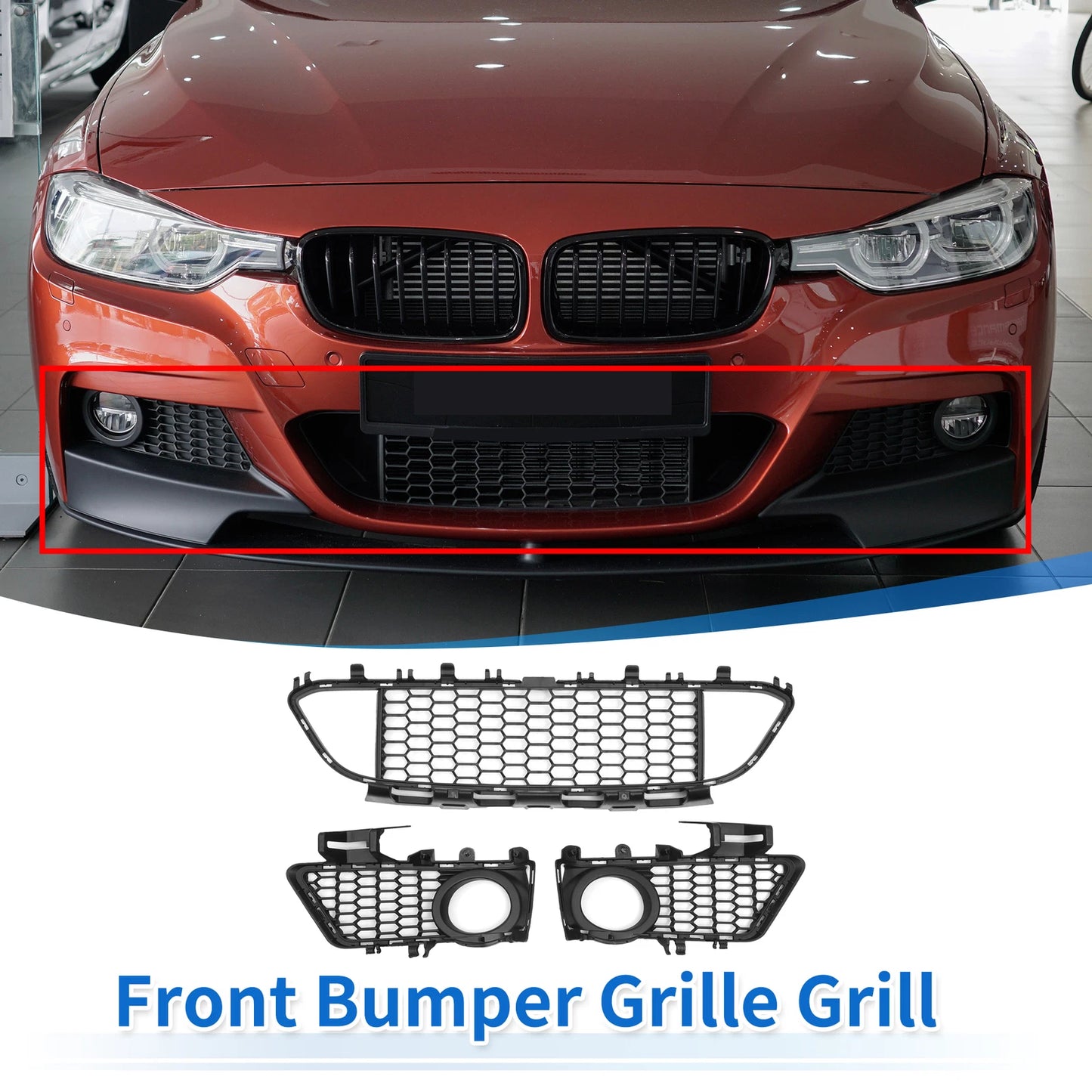 Front Lower Bumper Grille for BMW 320i 2013-2018 2.0L L4 (2013-2018)