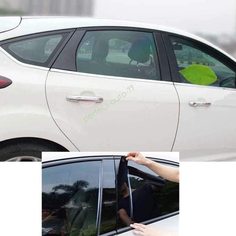 6x PC Glossy Black Window Center BC Pillar Cover for Ford Focus (2012–2018)
