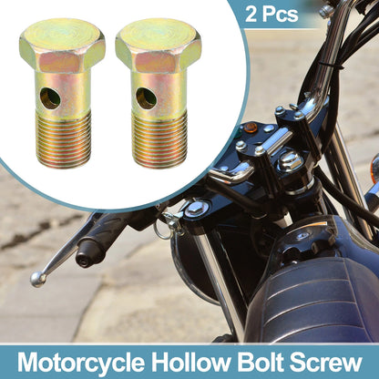 2 Pcs G3/8 40mm Length Hollow Bolt Screws Imperial Thread for Motorcycle