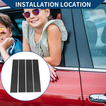 4 Pcs Car Pillar Window Trim Covers for Ford F-150 (2004-2014) Black Carbon Fiber