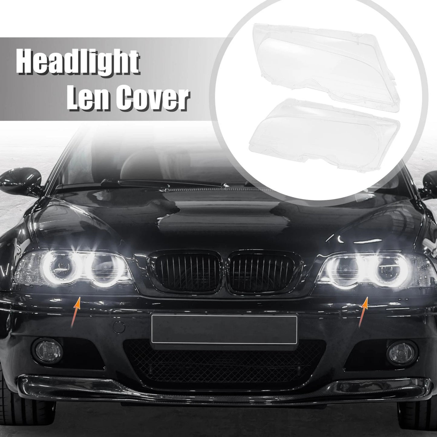 Front Headlight Lens Covers for BMW E46 2 x 1998-2002 2 Door