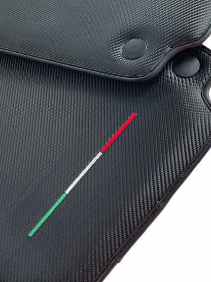 Floor Mats Set for Ferrari 488 GTB Carbon Leather Black (2015-2019)