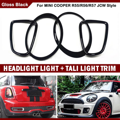 Headlight Ring & Tail Light Trim Covers Black for BMW Mini Cooper (2007-2013)