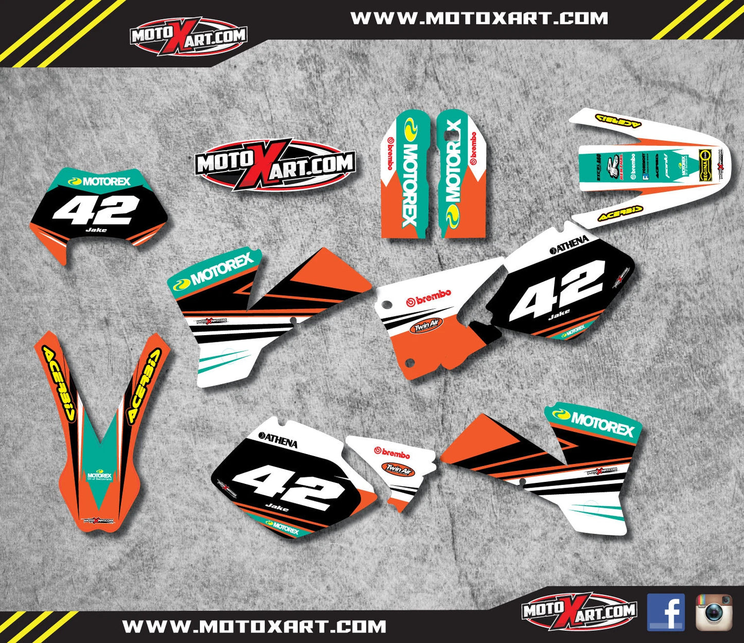 Custom Graphics Full Kit - STRIKE STYLE Decals for KTM EXC (2003)