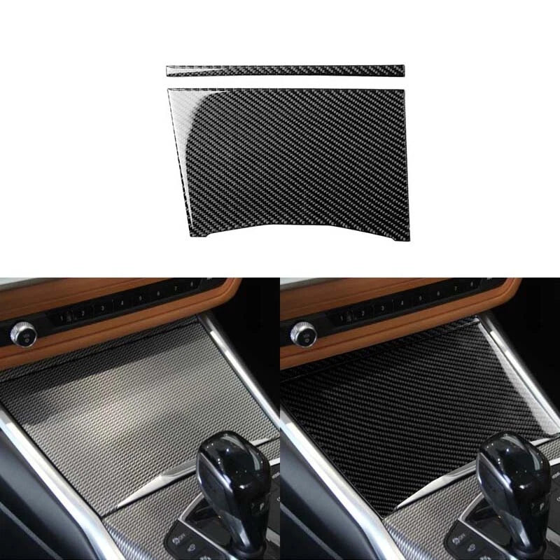 Carbon Fiber Center Console Water Cup Holder Cover Trim For BMW 3 Series G20
