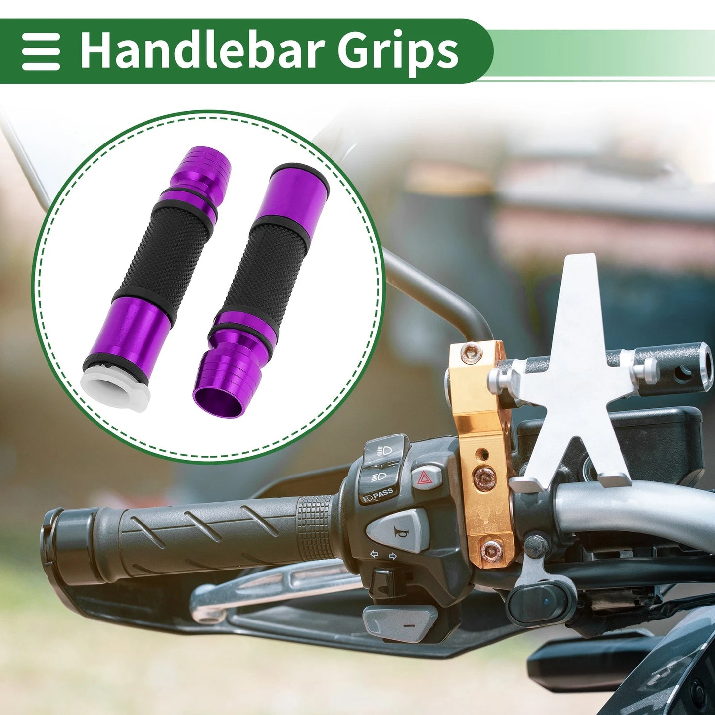 7/8" 22mm Hand Grips Cover Purple for Motorcycle