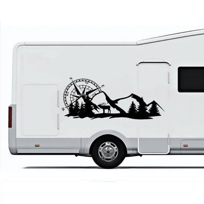 Car RV Truck Sticker Compass Tree Forest Decal Side Graphic for Cars/RVs/Trucks