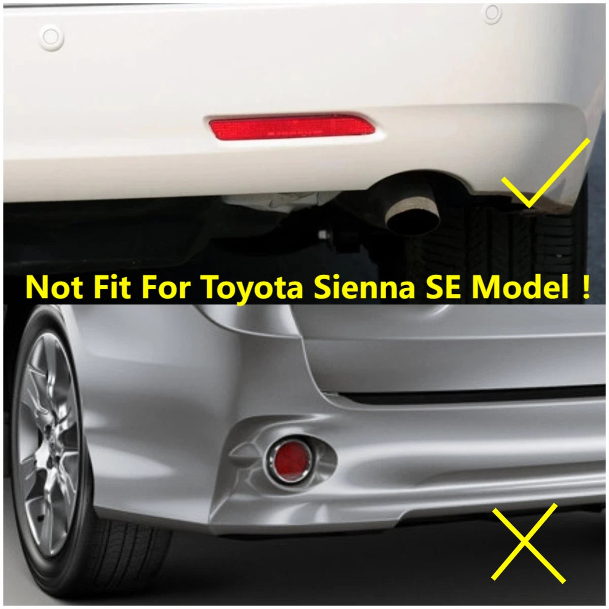 Rear Fog Light Lamp Frame Cover Trim for Toyota Sienna (2011-2020) 2 x ABS Chrome