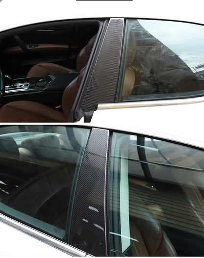 Real Carbon Fiber Extrior Door B Pillar Cover Trim For Maserati Ghibli 2013-2021