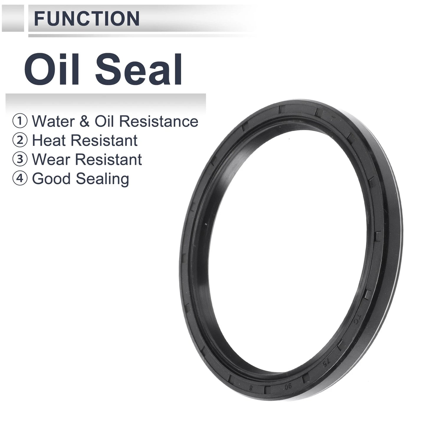 Oil Seal 75x90x8mm Rotary Shaft Seal Nitrile Rubber Black 5 Pcs