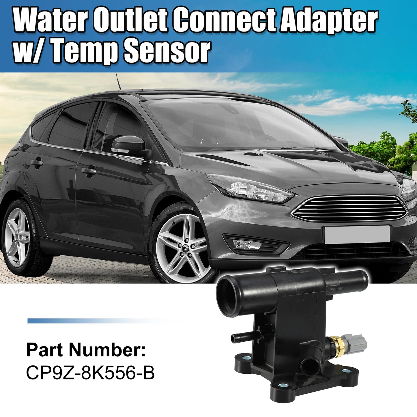 Water Outlet Connect Adapter w/ Temp Sensor for Ford Focus EcoSport (2012-2023)