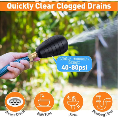 Medium Drain Bladder Hose Cleaning Tool for Garden, Sewer, Clogged Pipes