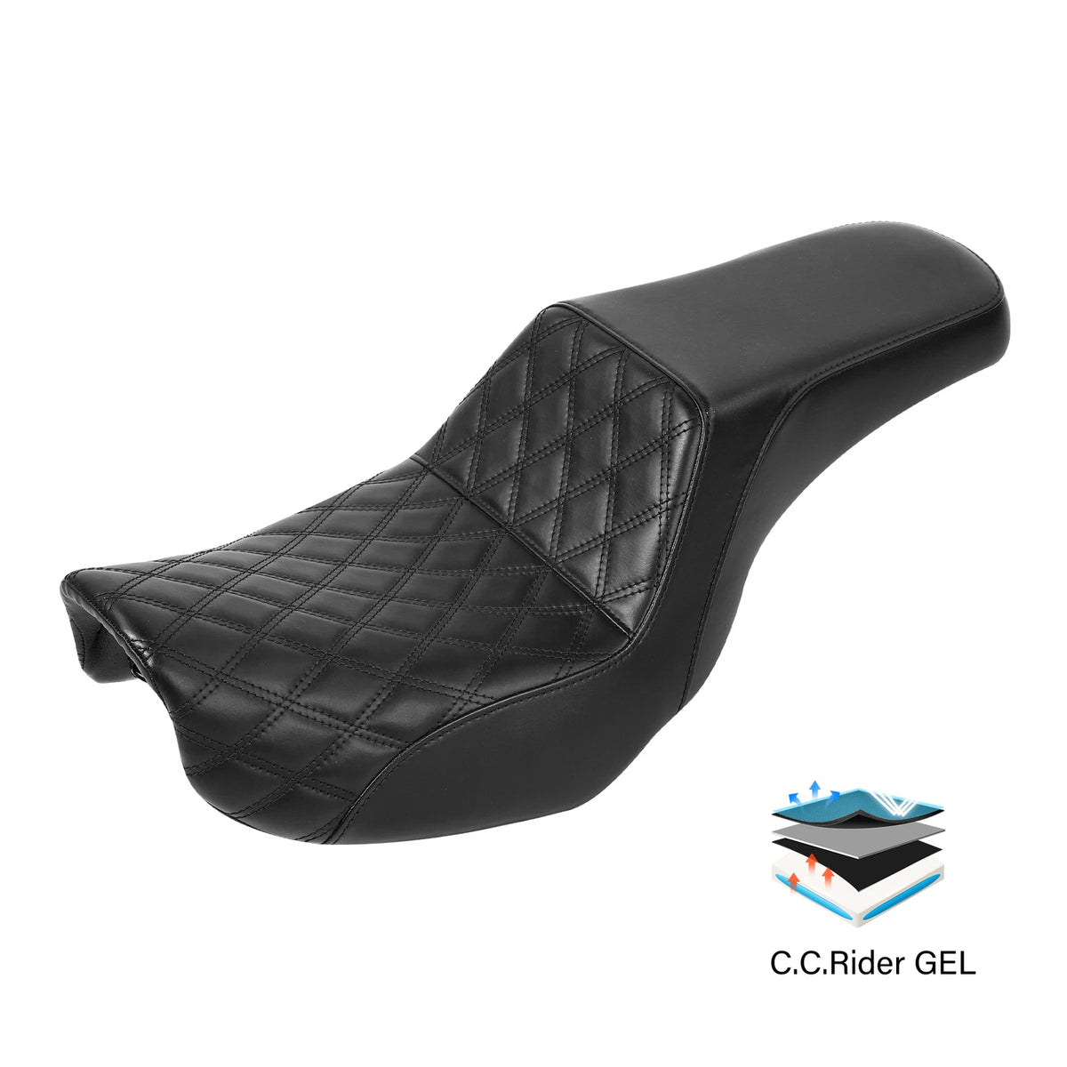 Driver & Passenger Gel Seat for Harley Dyna Fat Bob Street Bob (2006 - 2017)