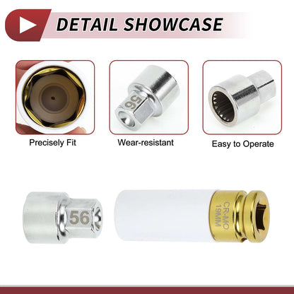 1 Set 20 Teeth Wheel Lock Lug Nut Anti-theft Key Socket for Porsche Cayenne