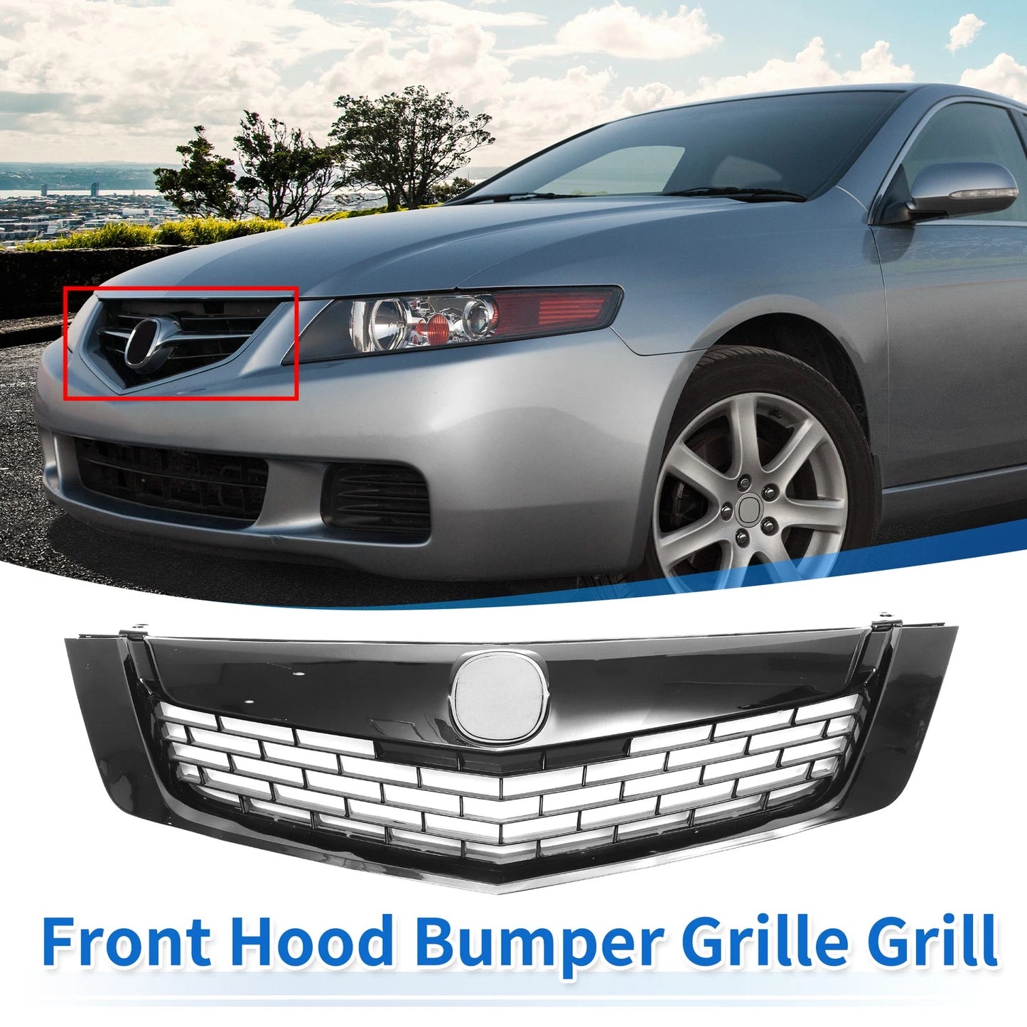 Front Upper Bumper Grille Grill for Acura TSX (2009-2009) Black