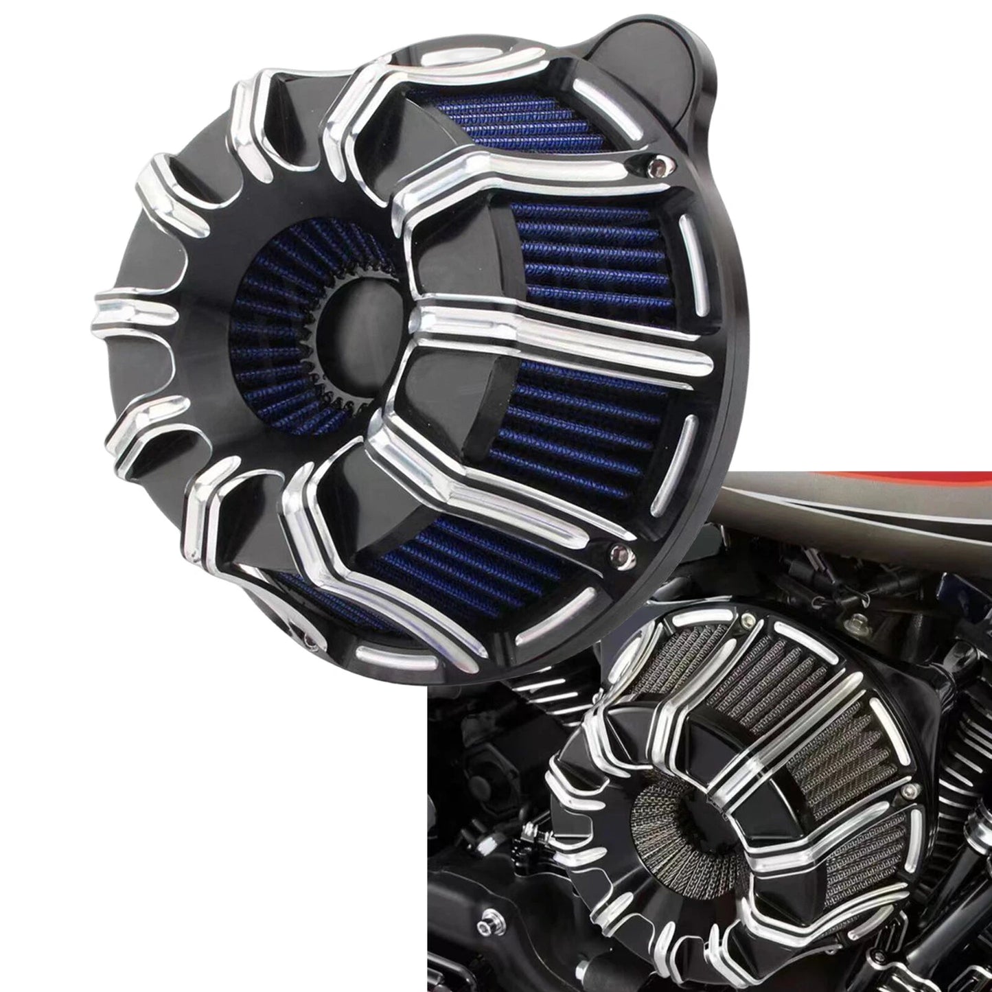 Air Cleaner Intake Filter for Harley Touring (1993-2007) Black White Blue