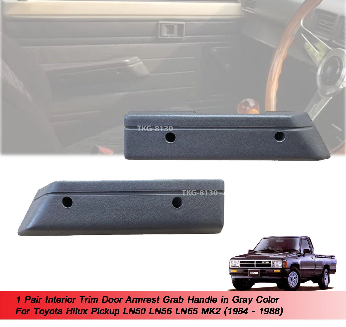 Gray Door Armrest Handle for Toyota Hilux LN50 LN56 LN65 (1984-1988)
