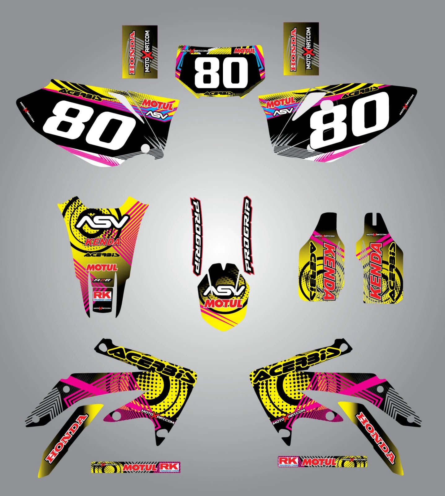 Custom Graphic Kit for Honda CRF 450X 2005-2015 Neon Stickers/Decals