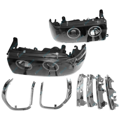 Black Altezza Angel Eye Halo Projector Headlights with LED DRLs for 80 Series