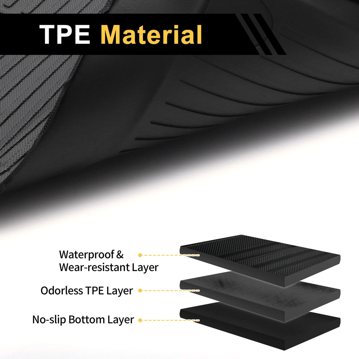 Cargo Liner Rear Trunk Mat for Hyundai Santa Fe (2024-2025) Stripe Pattern TPE