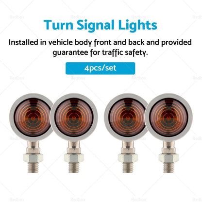 4 x Chrome Amber Bullet Turn Signal Indicators for Motorcycle Universal Lamp