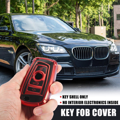 Key Fob Cover for BMW 1 2 3 4 5 6 7 Series Remote TPU Black Red