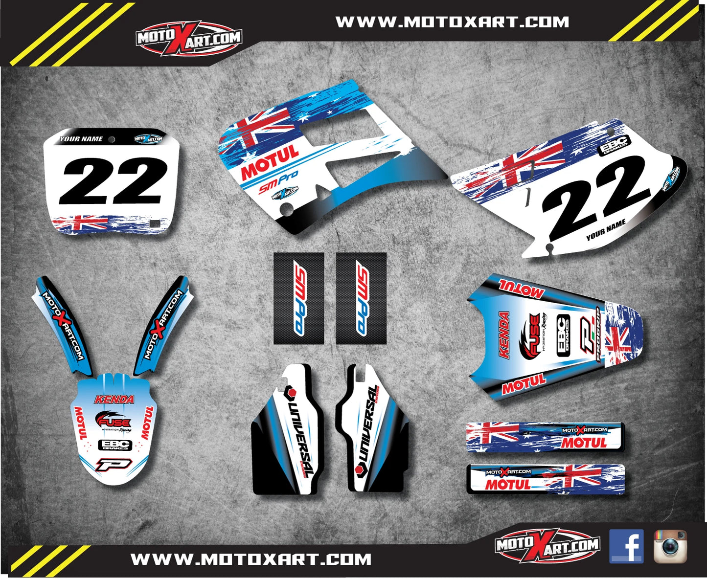 Custom Graphic Kit AUSSIE PRIDE for TM 125 250 300 (2000-2003) Decals
