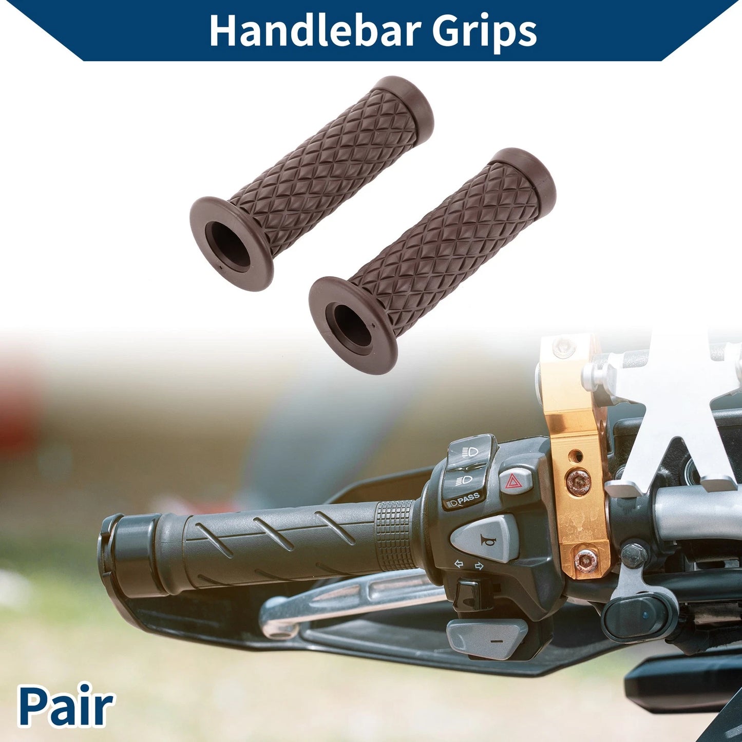 7/8" / 22mm / Hand Grips Rubber Coffee for Motorcycle