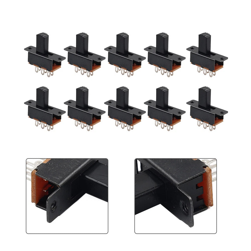 10 x 6 Terminal DPDT On/Off Mini Slide Switch for Various Applications
