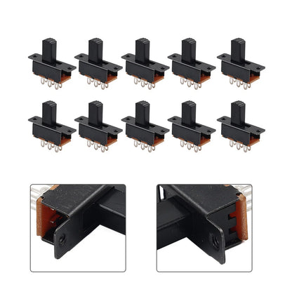 10 x 6 Terminal DPDT On/Off Mini Slide Switch for Various Applications