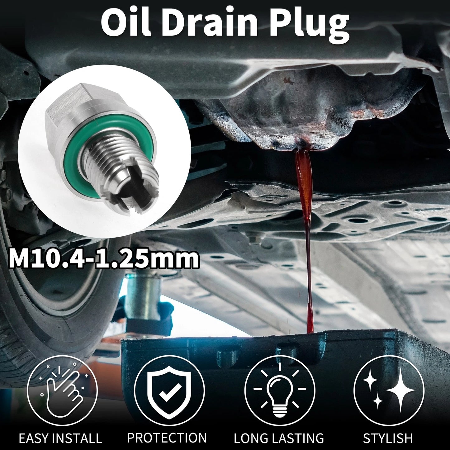 M10.4-1.25mm Copper Oil Drain Plug W/ Gasket 1x for Car & Motorcycle
