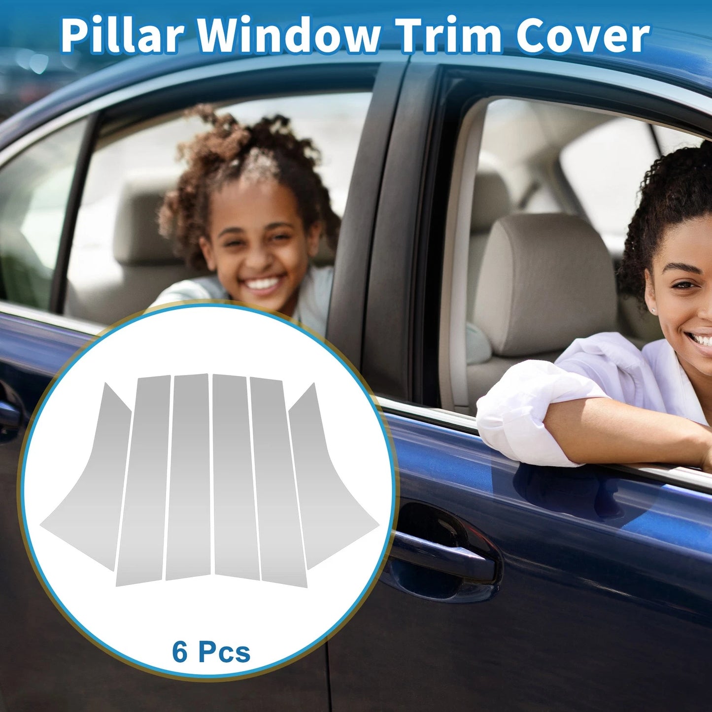 6pcs Door Pillar Window Trim for Ford Focus (2012-2019) Silver Tone